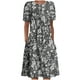 thumbnail image 2 of ICHUANYI Clearance Women's Summer Bohemian Print Short Sleeve Beach Dress Knee Length Dress(Gray, S) ICHUANYI WER2023080704571, 2 of 5