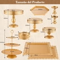 thumbnail image 2 of Juego de Soportes para Tartas Dorados, Juego de Soporte de Metal para Postre, Torre de Exhibición de Dulces de Frutas, Bandeja para Servir Pasteles y Magdalenas para Bodas o Cumpleaños, 2 of 4