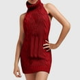 thumbnail image 3 of KIHOUT Sleeveless Sweaters Dress for Women Backless Turtleneck Anime Virgin Killer Sweater One-Piece Bikini Package Hip Knit Tank Top Vest Ladies Warm Nightdress (Red,S-2XL), 3 of 7