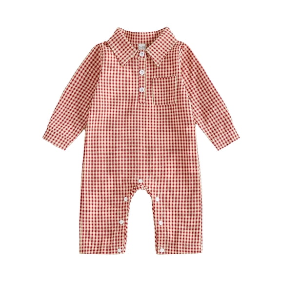 JFOPQVSM Newborn Baby Boy Girl Checkered Romper Long Sleeve Zipper Jumpsuit Cotton Blend,Footless,Newborn Infant Toddler Fall Winter Clothes