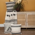 thumbnail image 5 of HomeStock Sophisticated Simplicity Transitional Handloomed 52" x 67" Cotton Throw Blanket for All Living Spaces-Color:Black And Beige, 5 of 10