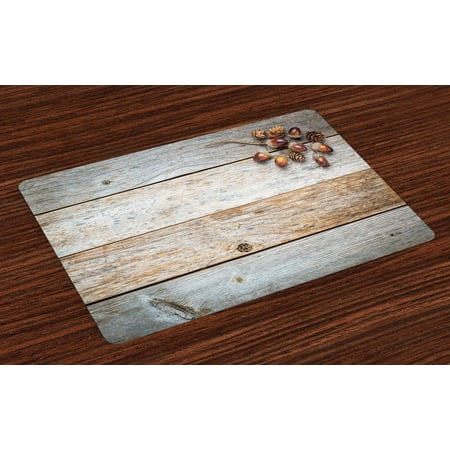 Rustic Placemats Set Of 4 Acorns And Cones On Weathered And
