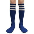 thumbnail image 5 of Couver Women's Triple Striped Knee High Tube Cotton Socks, Blue White, 9-11, 2 Pairs, 5 of 9