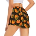 thumbnail image 4 of Picia Orange Pumpkin Pattern Women's 2 in 1 Athletic Running Shorts High Waisted Workout Casual Gym Sweat Shorts with Comfy Liner Zipper Pockets-Large, 4 of 9