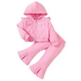 thumbnail image 2 of NAISIBABY Girls Sets 2-Piece, Hooded Zipper Jacket and Flare Pants Fall Winter Fashion Outfit Clothes Pink 2T, 2 of 9