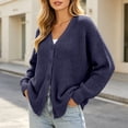 thumbnail image 2 of Meichang Oversized Cardigan Sweaters for Women Open Front Long Sleeve Chunky Cardigan Knit Sweater Fall Winter Soft Button Down Cardigans Dark Blue XXL, 2 of 9