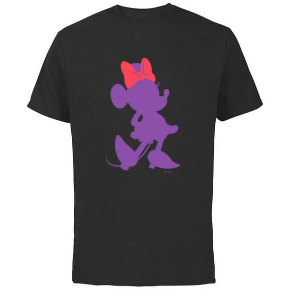 Disney Minnie Mouse Pride Classic Pose Purple Icon Fill - Short Sleeve Cotton T-Shirt for Adults - Customized-Black