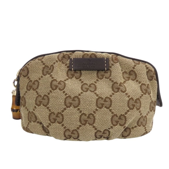 Pre-Owned Gucci Pouch 246174 GG Canvas Leather Beige Dark Brown Bamboo Women's GUCCI (Good)