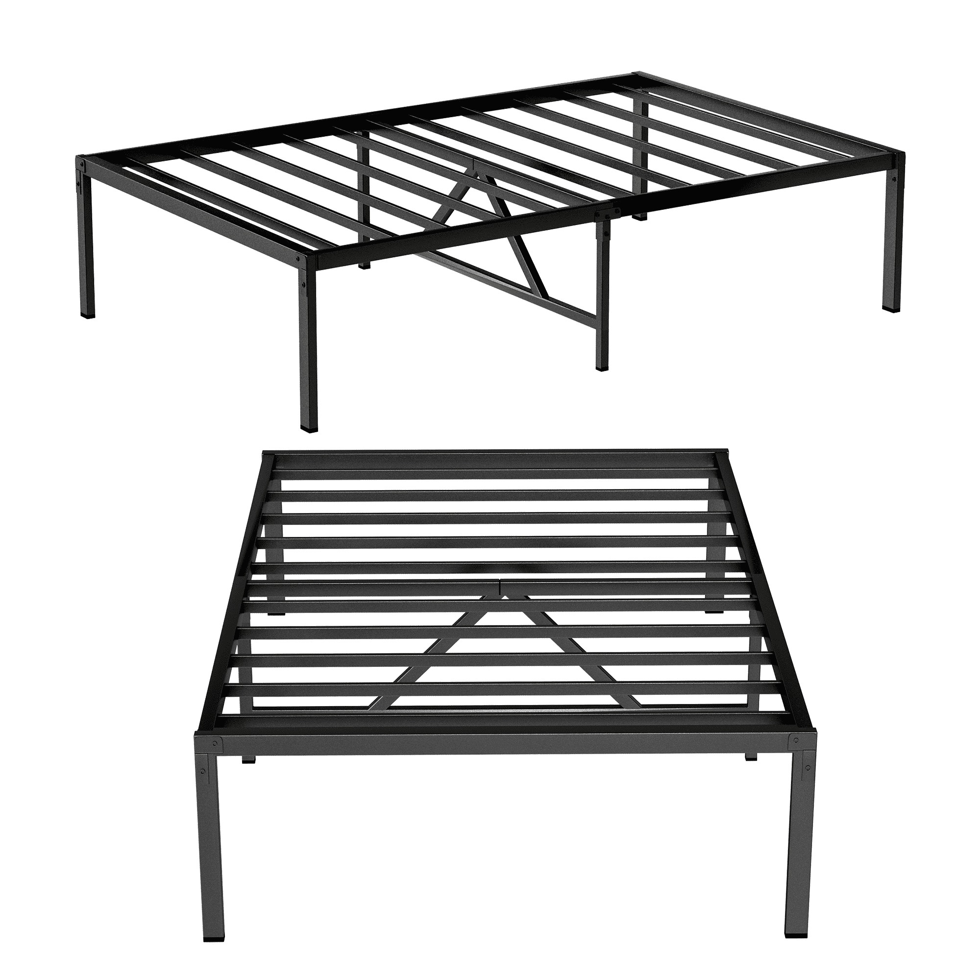 Baxluxe 15-inch oversized double bed frame, heavy-duty metal double platform bed frame, no spring mattress required, no noise, easy to assemble, black