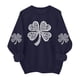 thumbnail image 3 of TaTaai Womens St Patricks Day Print Sweatshirt Long Sleeve Crewneck Casual Pullover Fleece Lined Holiday Top Gift, 3 of 6
