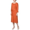thumbnail image 2 of NY Collection Women's 3/4 Sleeve Belted Swiss Dot Dress, 2 of 4
