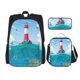 thumbnail image 1 of Disketp Lighthouse Sea Port Mochila Estampada de Gran Capacidad con Lonchera y Estuche, Set de 3 Piezas para Estudiantes, 1 of 7