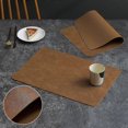 thumbnail image 3 of 4pcs, Leather Placemats, Rectangular, Waterproof, Heat Insulated Table Mats For Dining Kitchen, Brown Cowhide Pattern Design, 3 of 5