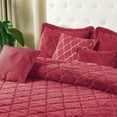 thumbnail image 3 of Home Soft Things 7 Piece Ogee Faux Fur Embroidery Bedspread Set - Tango Red - King (102" x 90"), 3 of 9