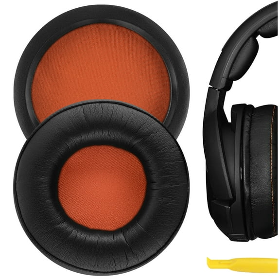 Geekria QuickFit Replacement Ear Pads for SteelSeries SIBERIA 800/ 840 Headphones Ear Cushions, Repair Parts (Black / Orange)