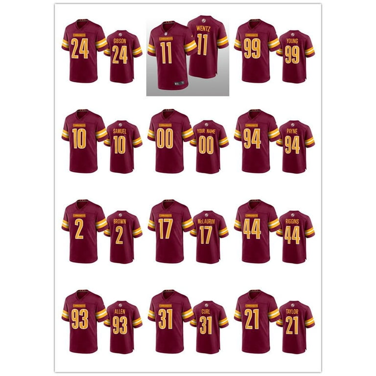 NFL_ Football Jersey Washington''Commanders''MEN''NFL''Women Carson Wentz  Chase Young John Riggins Sean Taylor Terry McLaurin Burgundy 