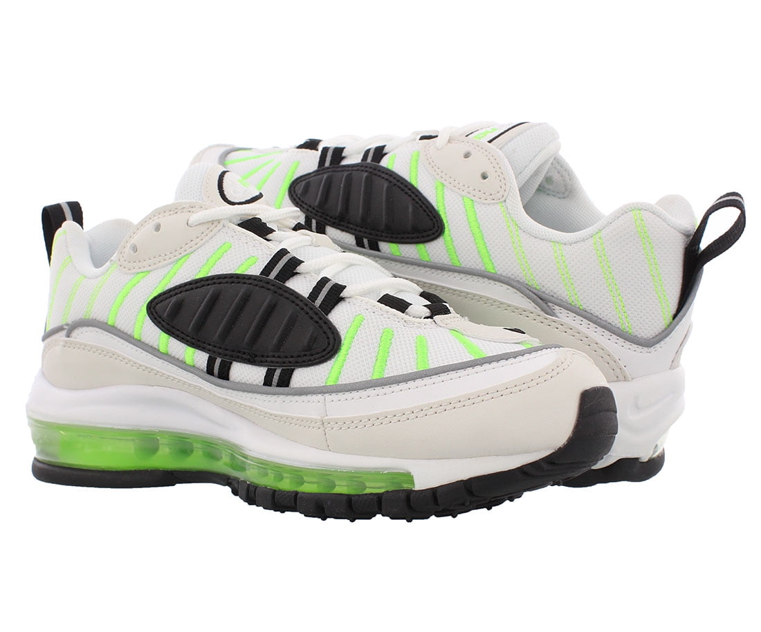 nike white and neon green air max 98 sneakers