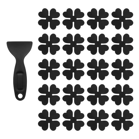 20pcs Pegatinas Antideslizantes para Bañera, Tiras para Duchas con Textura de Mármol con 1 Pcs Raspador para Bañera, Negro