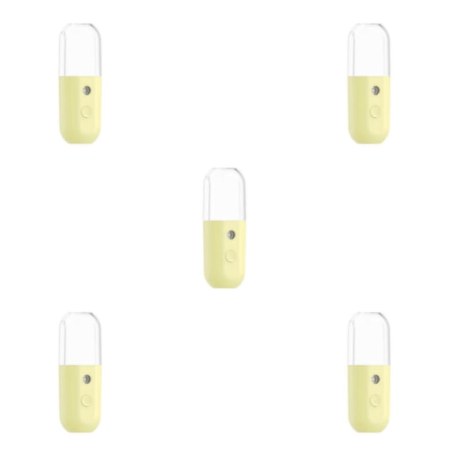yingyy 1/2/3/5 ABS Face Sprayer Handheld Transparent Case Coated 1800mAh USB Charging Skin Care Makeup Steamer Diffuser Humidifier Yellow 5PCS
