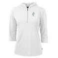 thumbnail image 2 of Women's Cutter & Buck White Houston Oilers Throwback Logo Virtue Eco Pique 3/4 Sleeve Half-Zip Pullover Hoodie, 2 of 3