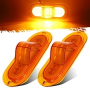 Partsam 2Pcs 6 Inch SE33Oval Led Mid Ship Turn Signal and Side Marker Clearance Lights Amber Lens Sealed with 3-Wire Pigtail for Led Trailer Lights, Weathertight Plug