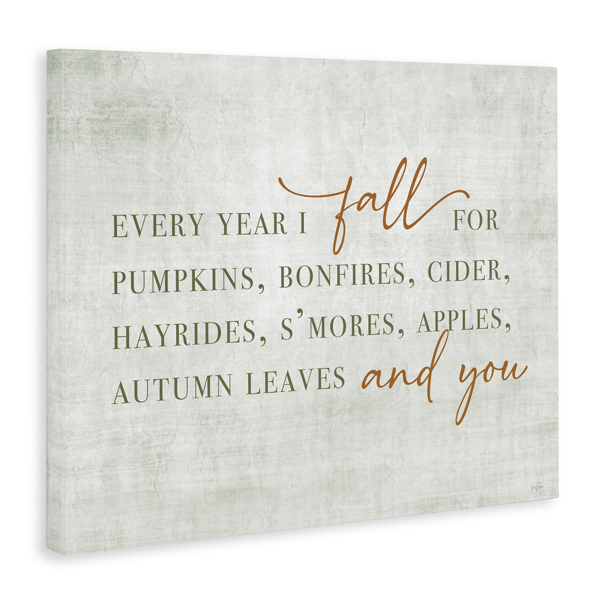Stupell Industries Every Year Fall Phrase Typography Painting Gallery Wrapped Canvas Art Print Wall Art, 20 x 16