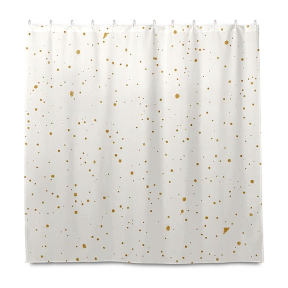 Gold Dots Pattern 72x72 Waterproof Shower Curtain Liners Durable Metal C-Hooks Fade-Proof Thermal Print Anti-Splash