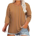 thumbnail image 2 of Jienlioq Hauts pour Femmes T-Shirt Imprimé à Col Rond à Manches Trois Quarts 3/4 pour Femmes Grande Taille Haut Ample, 2 of 4