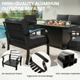 thumbnail image 2 of ALAULM 8-Seat Aluminum Outdoor Patio Furniture Set with Propane Fire Pit Table & 5.1" Thick Cushions, Brown/Black, 2 of 6