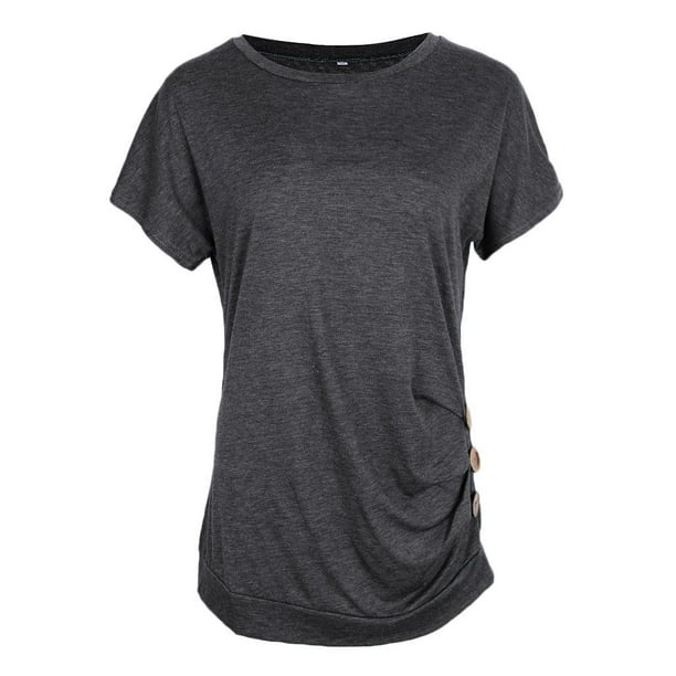 Camiseta Ocasionales Botón Apariencia Atractiva Mujeres XXL