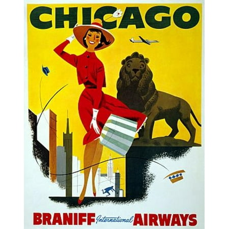 Chicago Braniff International Airways Travel Canvas Art - (18 x 24)
