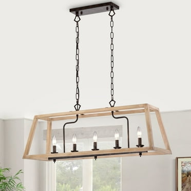 Edvivi Lighting Antique White and Rustic Finish 5-Light Geometrical Kitchen Island Lighting