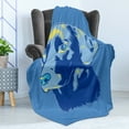 thumbnail image 4 of Pop-Art Soft Flannel Fleece Blanket, Domestic Labrador Retriever Dog Portrait Layout on Striped Background, Cozy Plush for Indoor and Outdoor Use, 50" x 70", Pastel Yellow Baby Blue, by Ambesonne, 4 of 5