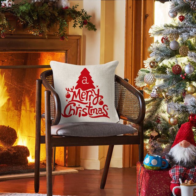 Vaidha Housses de Coussin de Noël 18x18 Pouces, Coussins Décoratifs Rouges pour Arbre de Noël, Décoration d'Hiver pour Canapé