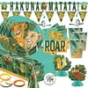 Lion King Birthday Party Supplies for 16 with Plates, Cups, Napkins, Tablecover, Birthday Banner, Pennant Banner, Swirls, Table Decoration, Bracelets, and Pin