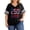 Black, variant on Women's July 4th Plus Size Short Sleeve T-Shirt Double Crew Neck Independence Day Casual Loose Fit Varsity Stripe Tee XXXXL