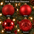 thumbnail image 3 of 48Pcs Christmas Tree Bauble Ornaments Set, Red Shatterproof Hanging Balls, 1.57in & 2.36in Xmas Tree Decor, Holiday Party Home Indoor Decor, 3 of 7