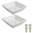 thumbnail image 1 of Aquaterior 2 Pack Square Porcelain Above Counter Vessel Sink Ceramic Basin, 1 of 9