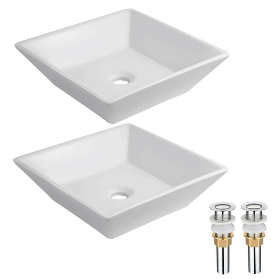 Aquaterior 2 Pack Square Porcelain Above Counter Vessel Sink Ceramic Basin