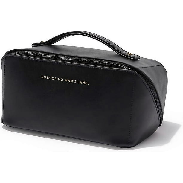 Travel Makeup Bag,Large Capacity Cosmetic Bags for Women,Waterproof Portable Pouch Open Flat Toiletry Bag Make up Organizer with Divider and Handle