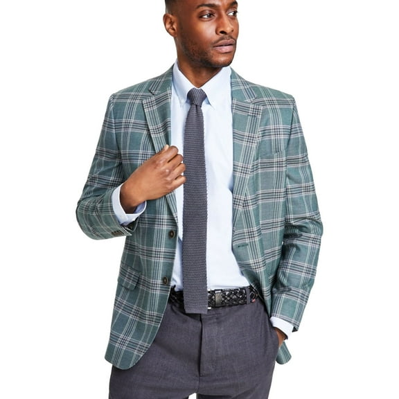 Nautica Mens Active Stretch Two Button Blazer Jacket, Green, 40 Regular