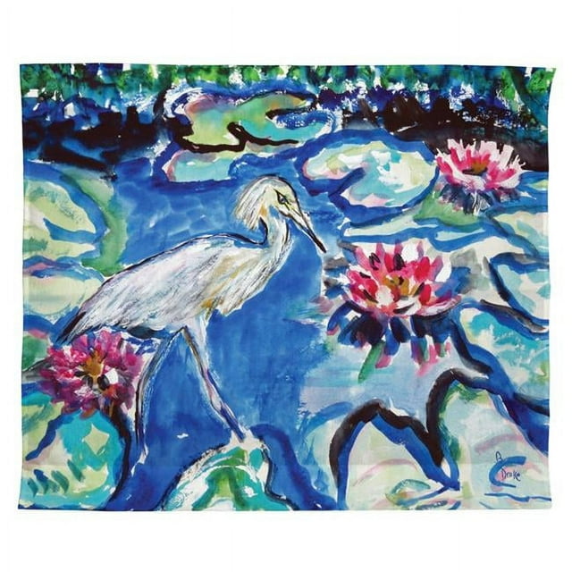 Betsy Drake TP551 24 x 30 Po Héron & Nénuphars Suspendus à l'Extérieur