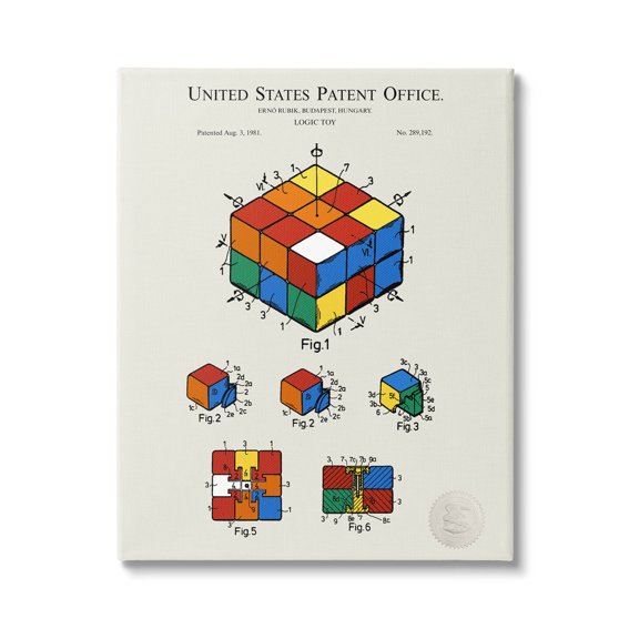 Stupell Industries Vintage Logic Toy Diagram Graphic Art Gallery Wrapped Canvas Print Wall Art, Design by Karl Hronek