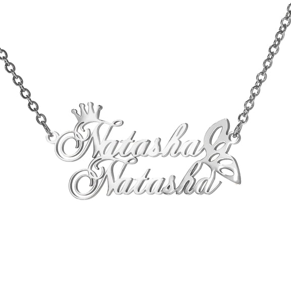 Name Custom Necklace 18K Gold Plated 2 Name Necklace Personalized Crown Heart Customized Pendant Necklace Jewelry Gift for Women