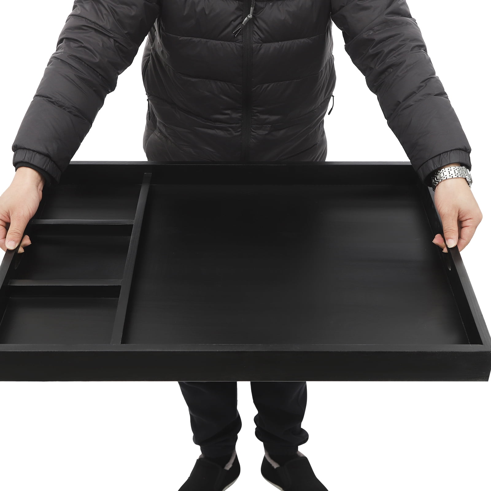 Dwellnix Pine Wood Stove Top Cover, Countertop Protector with Three Compartments, Easy-to-Clean Design for Kitchen Use & Meal Prep, Durable 66.14 lbs Load Capacity