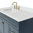 thumbnail image 3 of ARIEL Hamlet 43 Inch Single Sink Bathroom Vanity in Midnight Blue, 1.5" Edge Quartz Top, Solid Wood, Left Rectangular Sink, 2 Soft-Closing Doors & 2 Full Extension Drawers, Toe Kick, 3 of 9