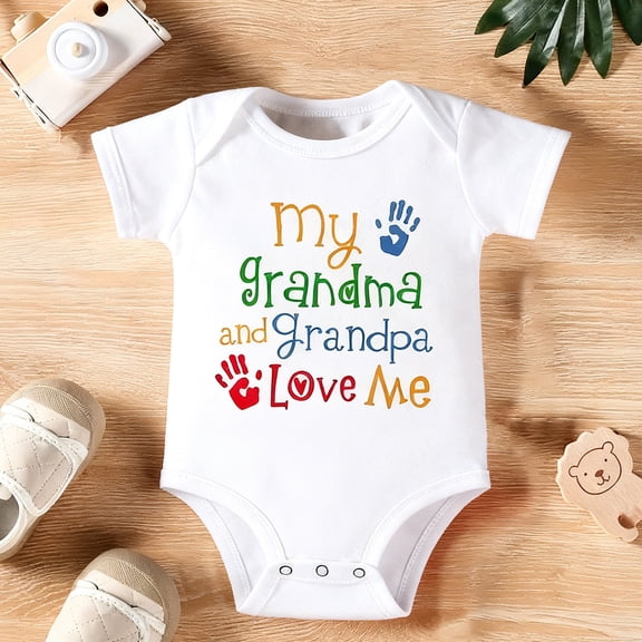 Grandparents Baby Clothes | "My Grandma and Grandpa Love Me" Bodysuit | Cute Gift from Grandkids | 100% Cotton Unisex Newborn Onesie | Soft Snaps Closure for Easy Dressing