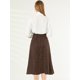 thumbnail image 5 of INSPIRE CHIC Falda Midi De Lunares Vintage Con Cremallera En La Cintura Elástica Para Mujer Marrón XS, 5 of 7