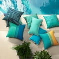 thumbnail image 5 of Pack of 2 Outdoor Indoor Throw Decorative Pillow Cover Contrast Color Design Decorative Waterproof Patio Pillows Cushion Case for Couch Tent Park, Teal and Blue, 18 x 18 inches, 5 of 6