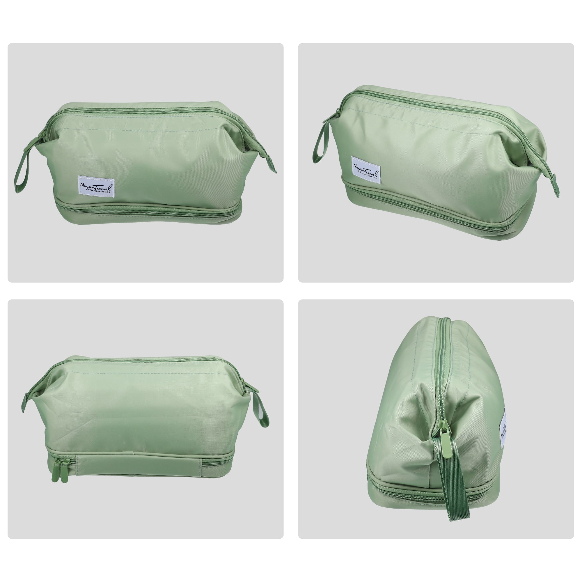 Unique Bargains Floral Makeup Bag Zipper Flower Cosmetic Pouch Green